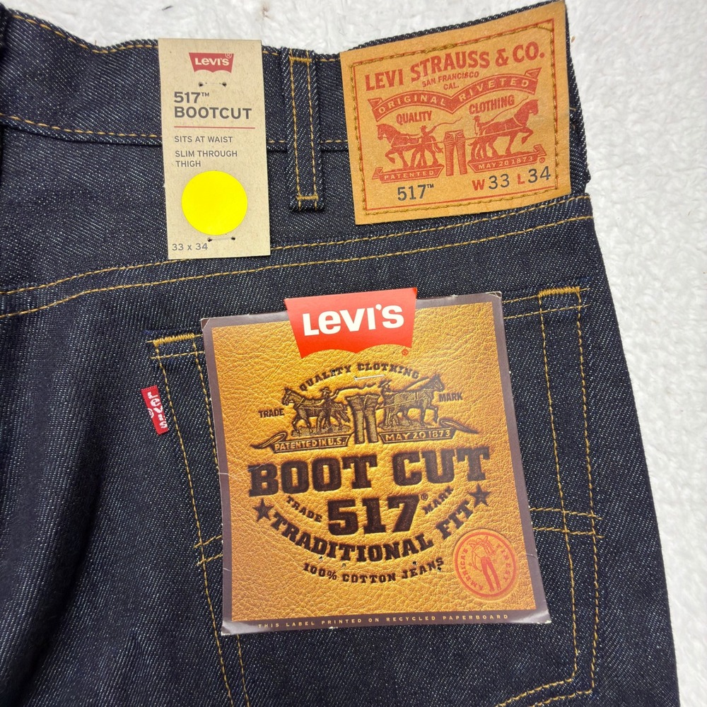 Levis 517 Bootcut Jeans Mens 33x34 Dark Wash Blue Denim NWT